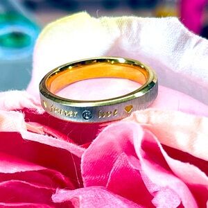 SALE TODAY!! Gold and Silver Moissanite 'Forever Love' Ring